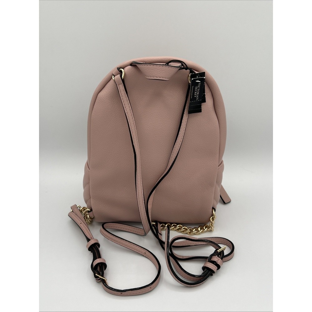 Victoria's Secret Pink Quilted V-Monogram Mini City Backpack Gold Chain Bag NWT - Picture 3 of 8